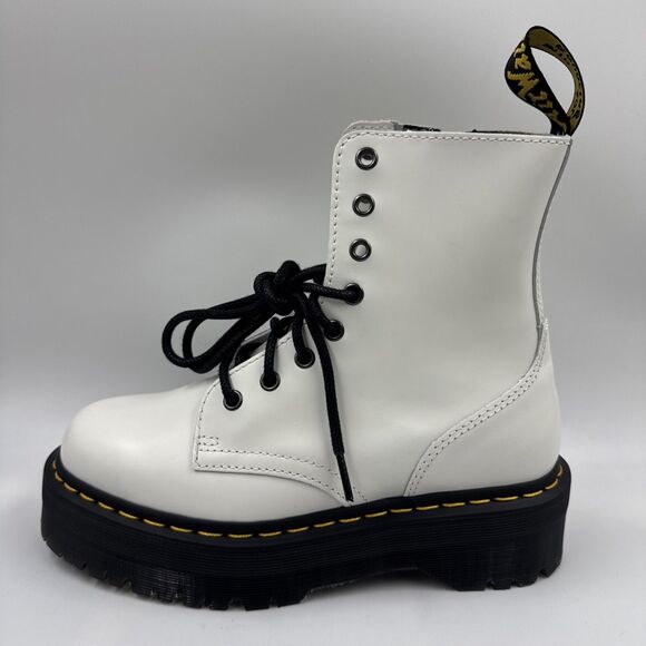 Dr. Martens Jadon 8-Eye Leather Chunky Platform Boot White Women Size 8 NEW - Picture 12 of 16